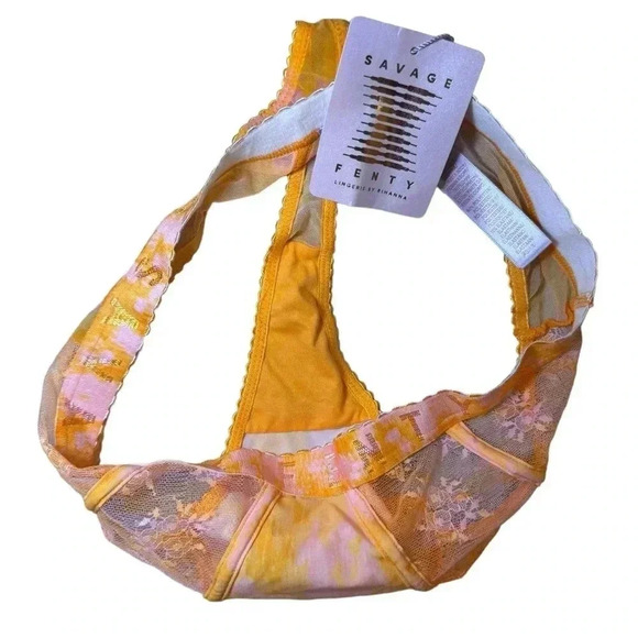 NEW Savage x Fenty Plunge Half Cup Lace Bra And Matching Panties Peach Orange - Picture 12 of 16